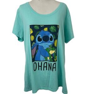 Disney Lilo & Stitch Froggie Friends Tshirt Blue Women Short Sleeve Size 1X